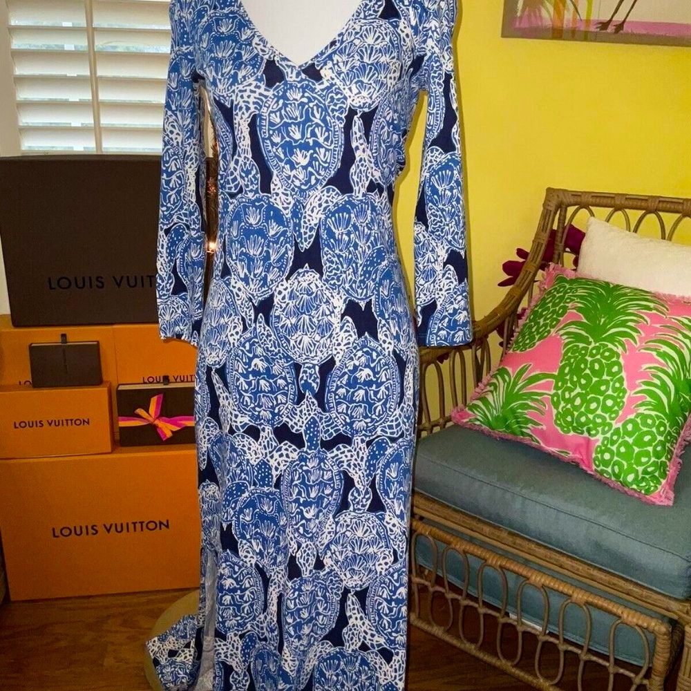 Lilly Pulitzer NWT Anissa Maxi Dress Deep Indigo Snap To It Size XXS - Picture 2 of 6